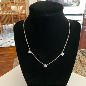 Italian Made 14kt. White Gold 16” necklace with 3 Flower Diamonds